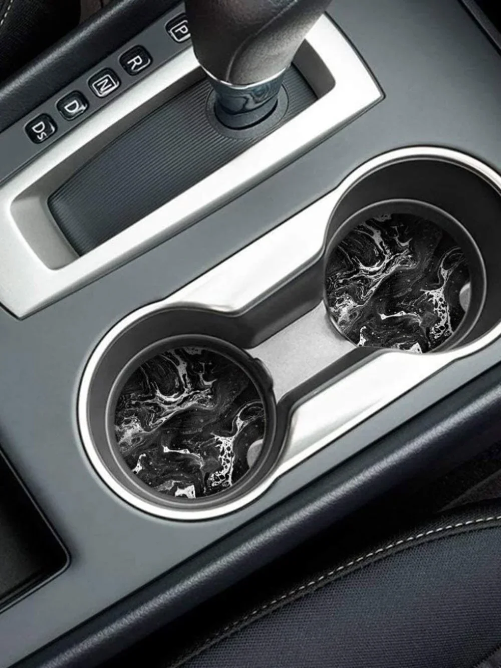 Car Coasters for Drinks, 2 Pcs Ceramic Stone 2.56 Inch, Black